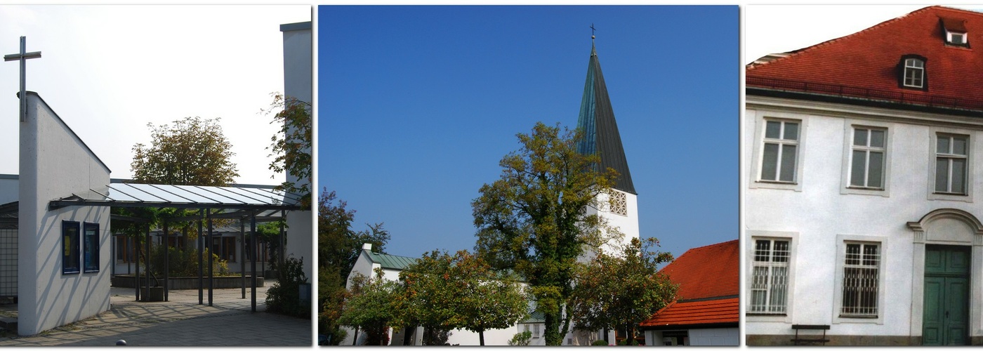 Collage Genezareth-Kirche Maria-Magdalena-Kirche Schlosskapelle Haimhausen