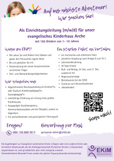 Stellenausschreibung Eintichtungsleitung