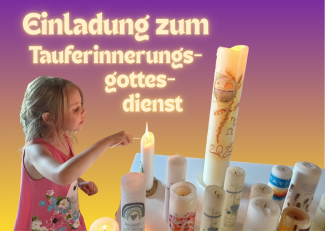 Kind zündet Taufkerze an